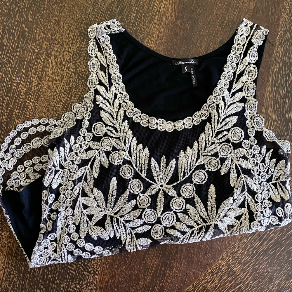 Embroidered sheer cami
